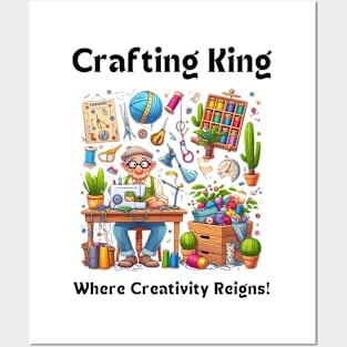 Crafting King:  Where Creativity Reigns, Man crafting Posters and Art